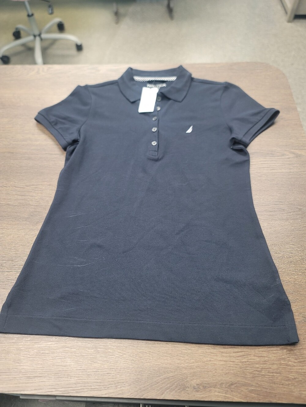 NWT Nautica Slim Fit Womens Polo Navy Cotton Spandex Medium